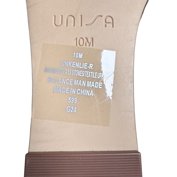 UNISA Gold Wedge‎ Ankle Strap Sandals Rhinestone Embellished Size 10M New - Picture 5 of 12